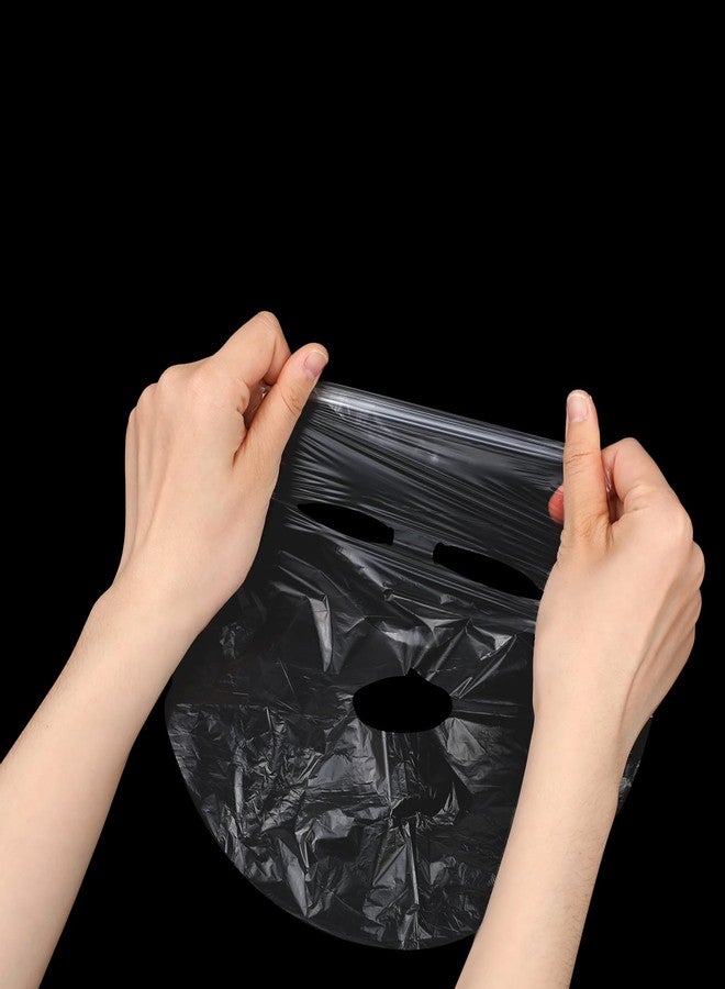 salbsever 200 Sheets Plastic Face Mask, Disposable Face Mask Facial Mask Set Spatula Transparent Moisturizing Face Mask Disposable Face Thin Facial Plastic Wrap Retention for Skin Care & DIY Spa Mask - Image 2